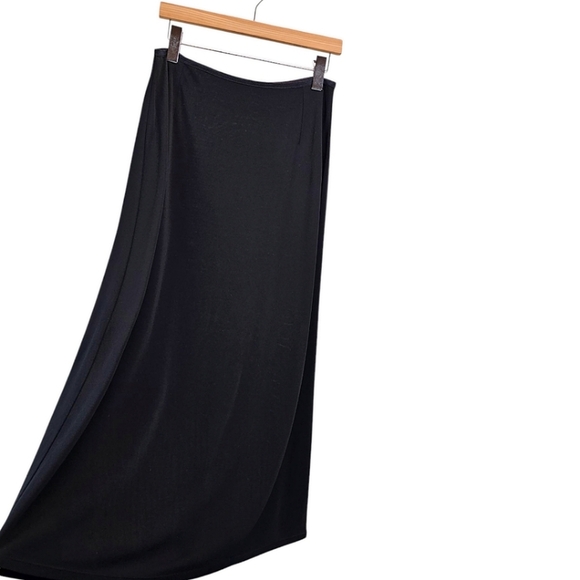 J. Jill Maxi Skirt LP Black Ponte Knit Full Length Minimalist Quiet Luxury - Picture 6 of 13